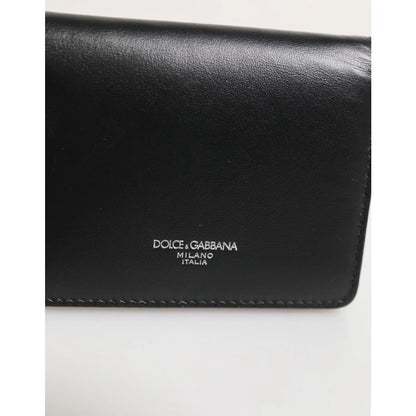 Dolce & Gabbana Black Leather Bifold Card Holder Wallet for Men