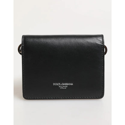 Dolce & Gabbana Black Leather Bifold Card Holder Wallet for Men