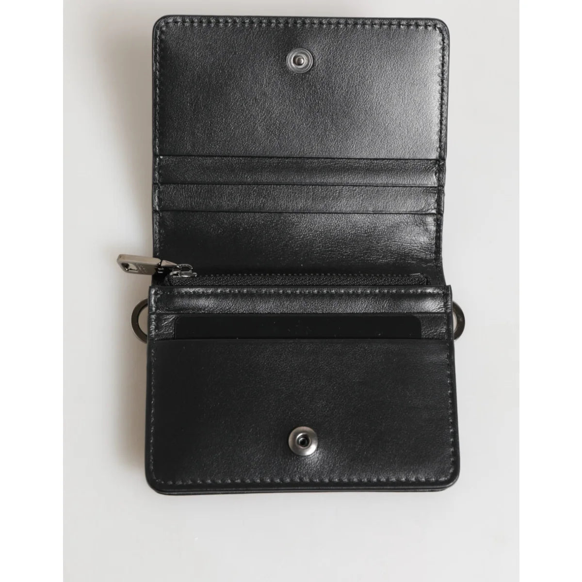 Dolce & Gabbana Black Leather Bifold Card Holder Wallet for Men