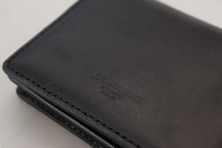 Portefeuille à bandoulière en cuir noir Dolce &amp;amp; Gabbana pour femme