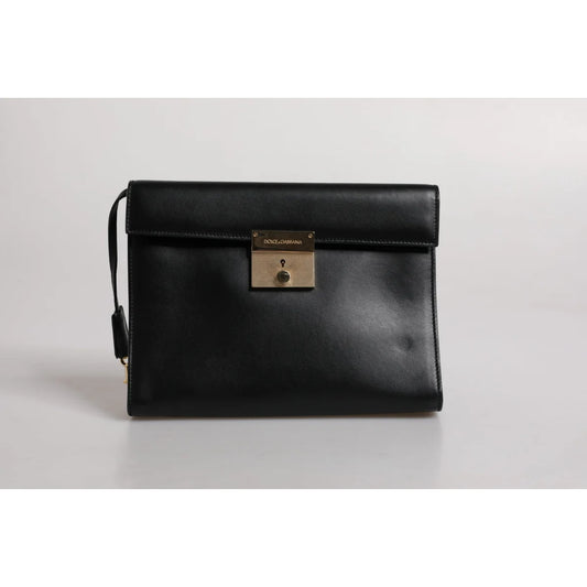 Dolce Gabbana Black Leather Briefcase Bag for Laptop and Documents &