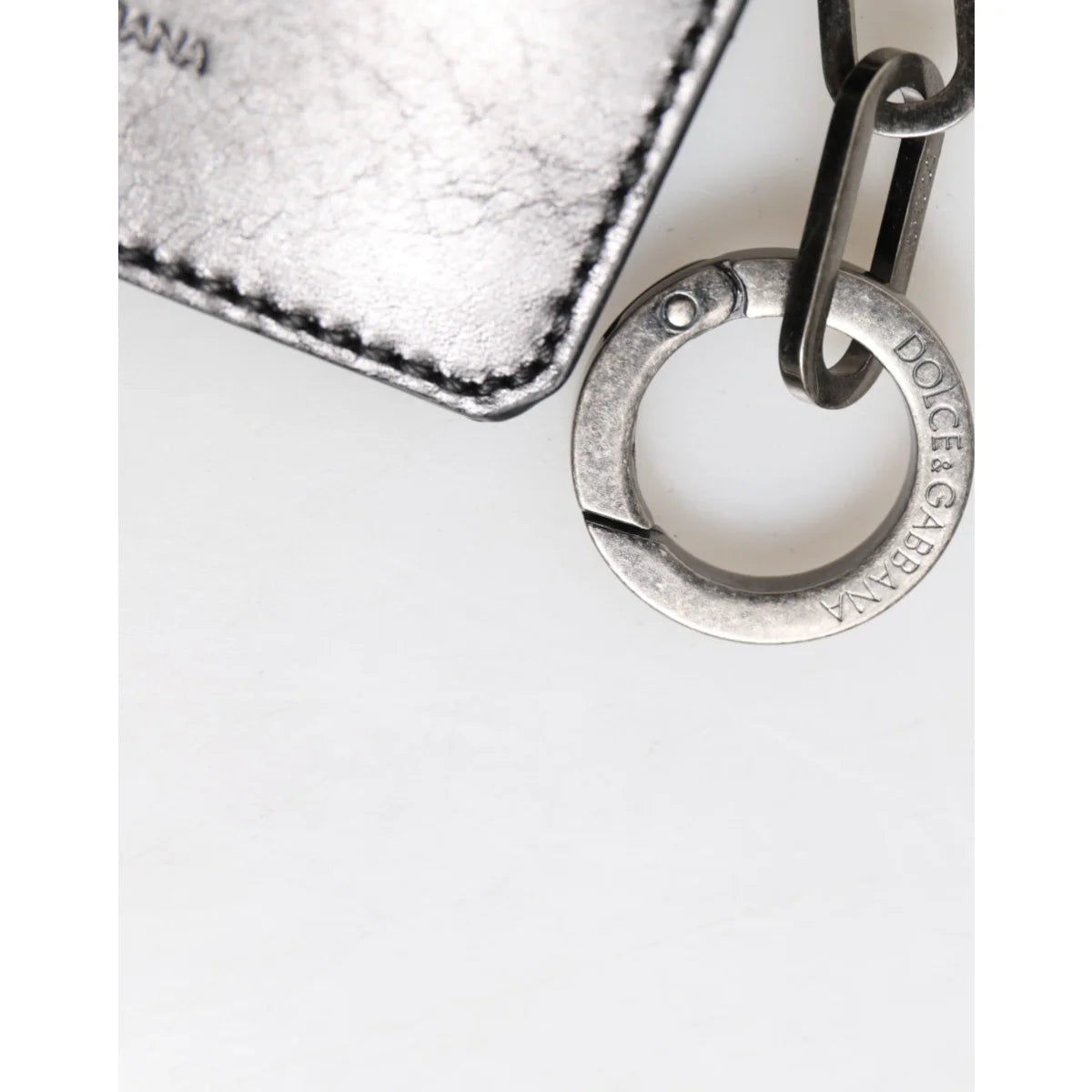 Dolce & Gabbana Black Leather Card Holder Wallet with Key Chain