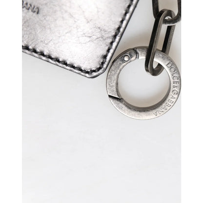 Dolce & Gabbana Black Leather Card Holder Wallet with Key Chain
