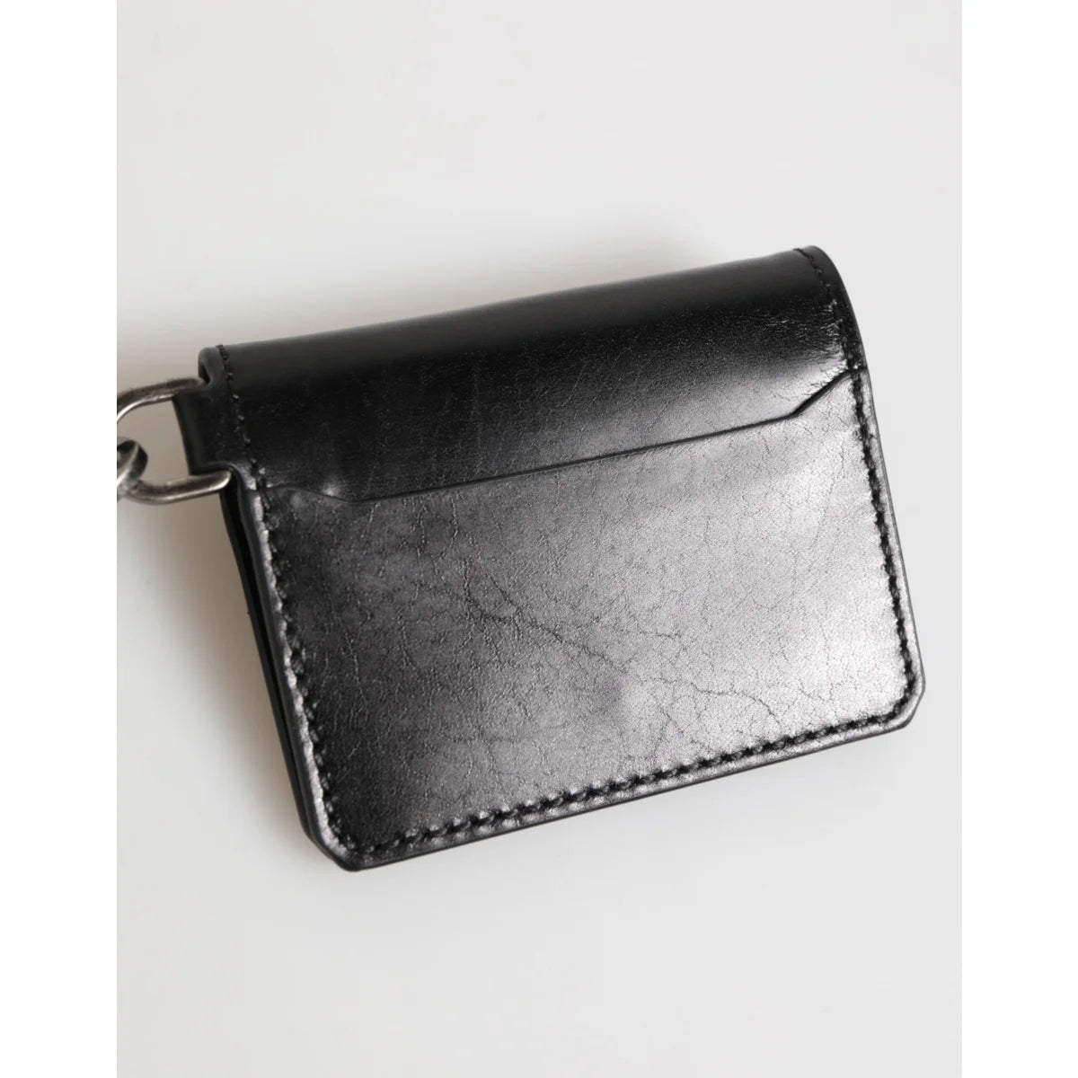 Dolce & Gabbana Black Leather Card Holder Wallet with Key Chain