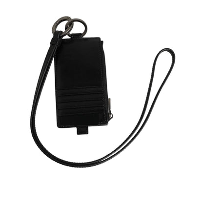 Dolce and Gabbana Black Leather Card Holder Wallet with Lanyard Strap &