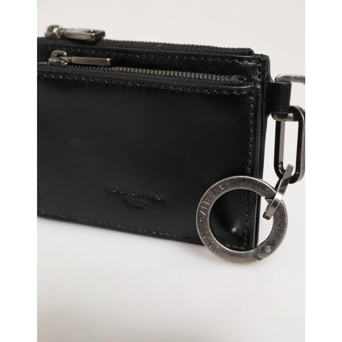 Dolce and Gabbana Black Leather Cardholder Italian Luxury Accessory &