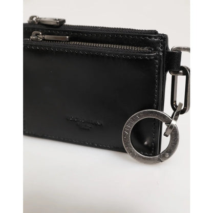Dolce and Gabbana Black Leather Cardholder Italian Luxury Accessory &