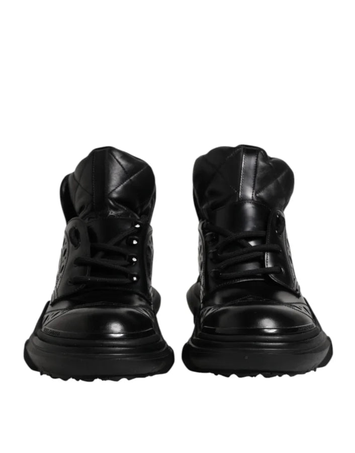Dolce &amp; Gabbana Black Leather Casual Mens Ankle Boots Shoes