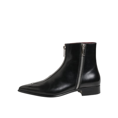 Dolce and Gabbana Black Leather Chelsea Ankle Boots &