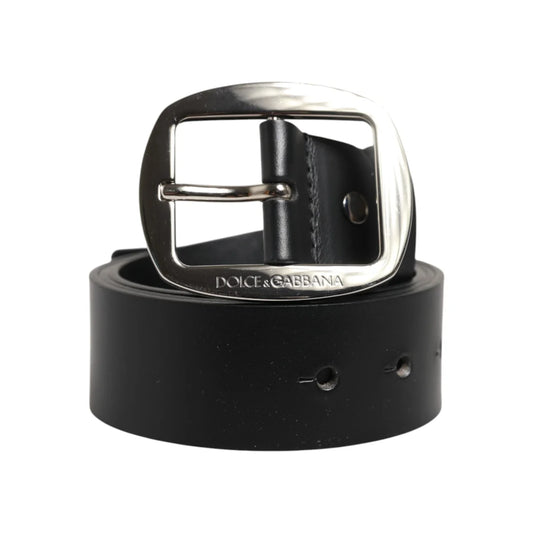 Dolce & Gabbana Black Leather Classic Metal Buckle Belt