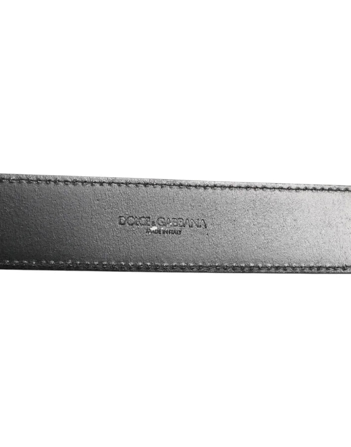 Dolce &amp; Gabbana Black Leather Classic Metal Logo Buckle Belt