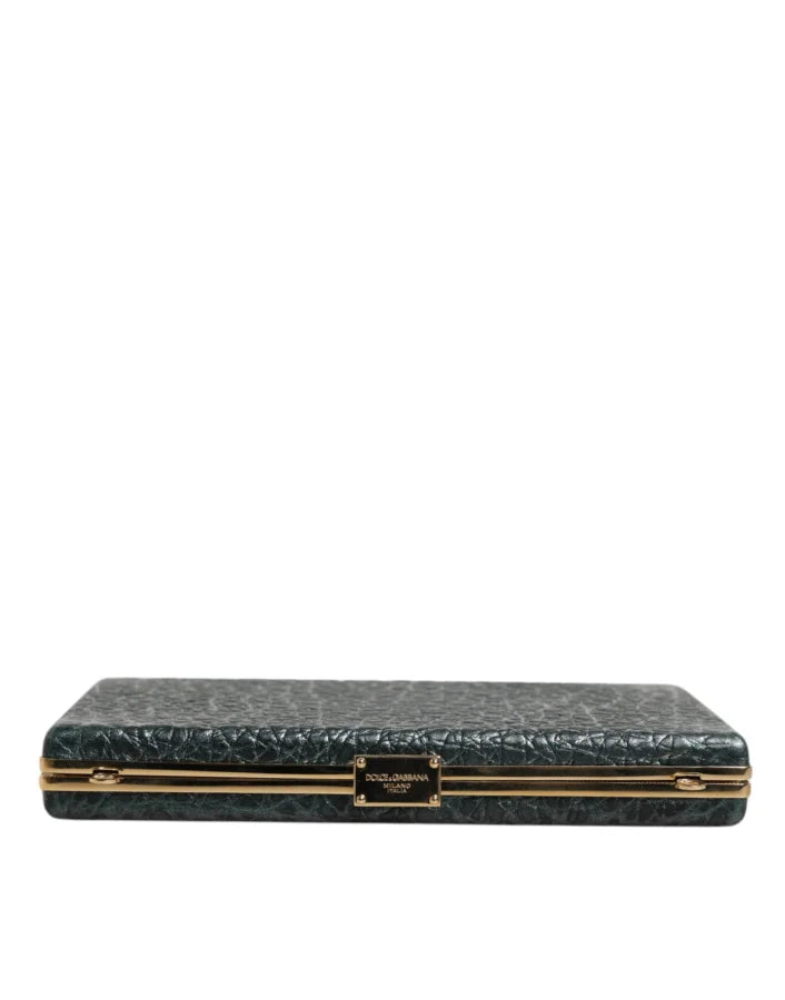 Dolce &amp; Gabbana Black Leather Clutch Evening Crossbody Bag