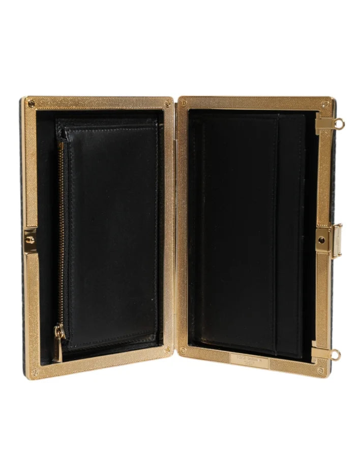 Dolce &amp; Gabbana Black Leather Clutch Evening Crossbody Bag