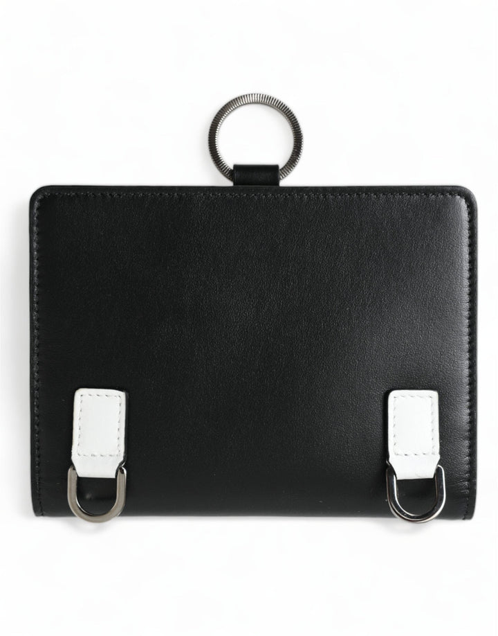 Dolce &amp; Gabbana Black Leather Crystal Embellished Card Holder Wallet