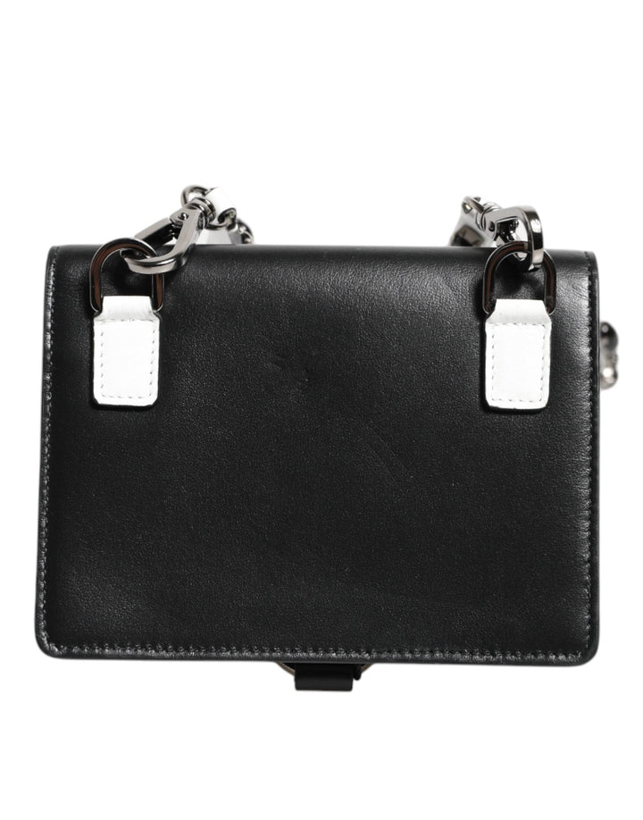 Dolce &amp; Gabbana Black Leather Crystal Embellished Card Holder Wallet