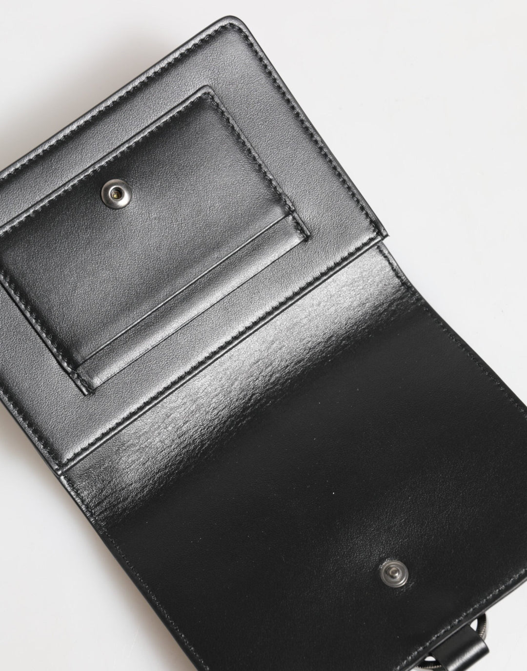 Dolce &amp; Gabbana Black Leather Crystal Embellished Card Holder Wallet