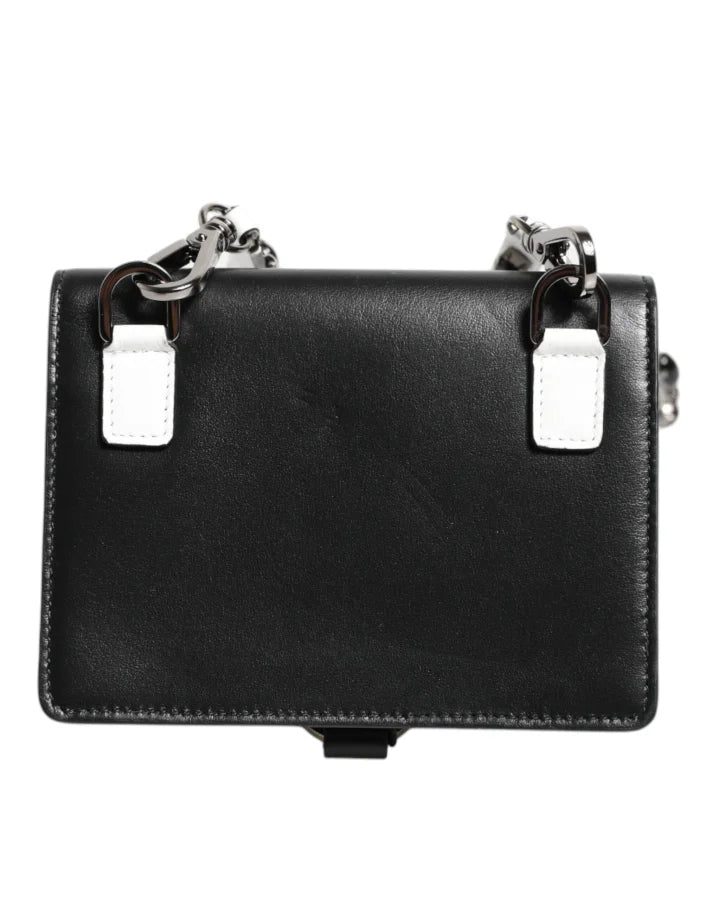 Dolce &amp; Gabbana Black Leather Crystal Embellished Card Holder Wallet