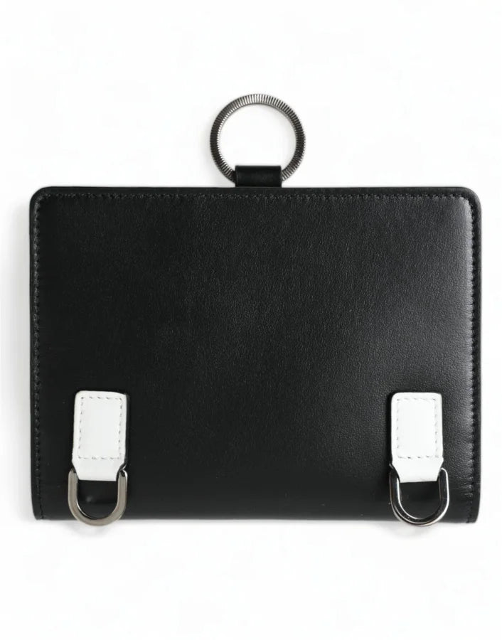 Dolce &amp; Gabbana Black Leather Crystal Embellished Card Holder Wallet