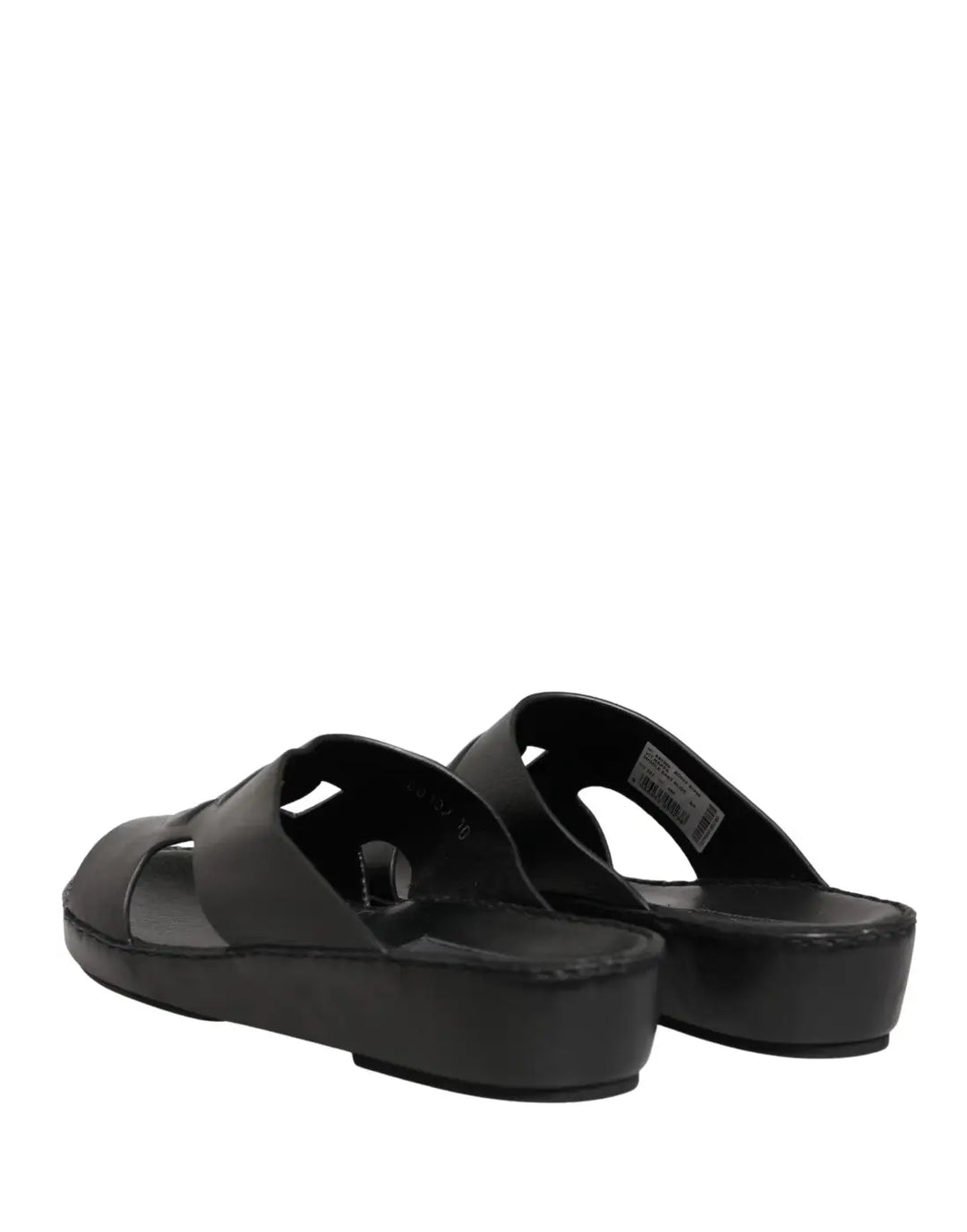 Dolce &amp; Gabbana Black Leather Cutout DG Logo Sandals Shoes