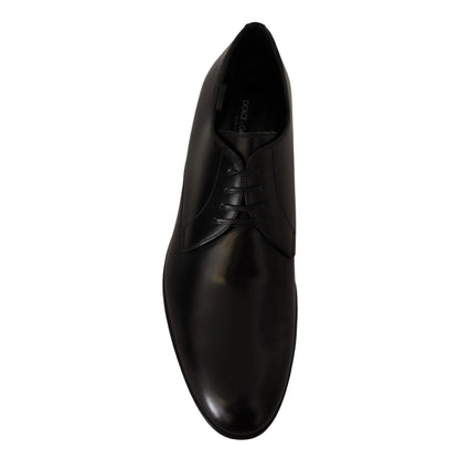 DOLCE & GABBANA Black Leather Derby Formal Elegance Dolce Gabbana
