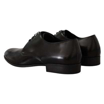 DOLCE & GABBANA Black Leather Derby Formal Elegance Dolce Gabbana