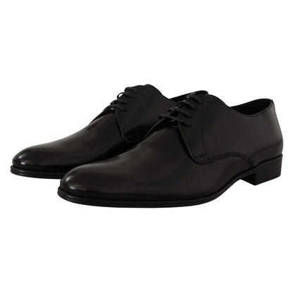 DOLCE & GABBANA Black Leather Derby Formal Elegance Dolce Gabbana