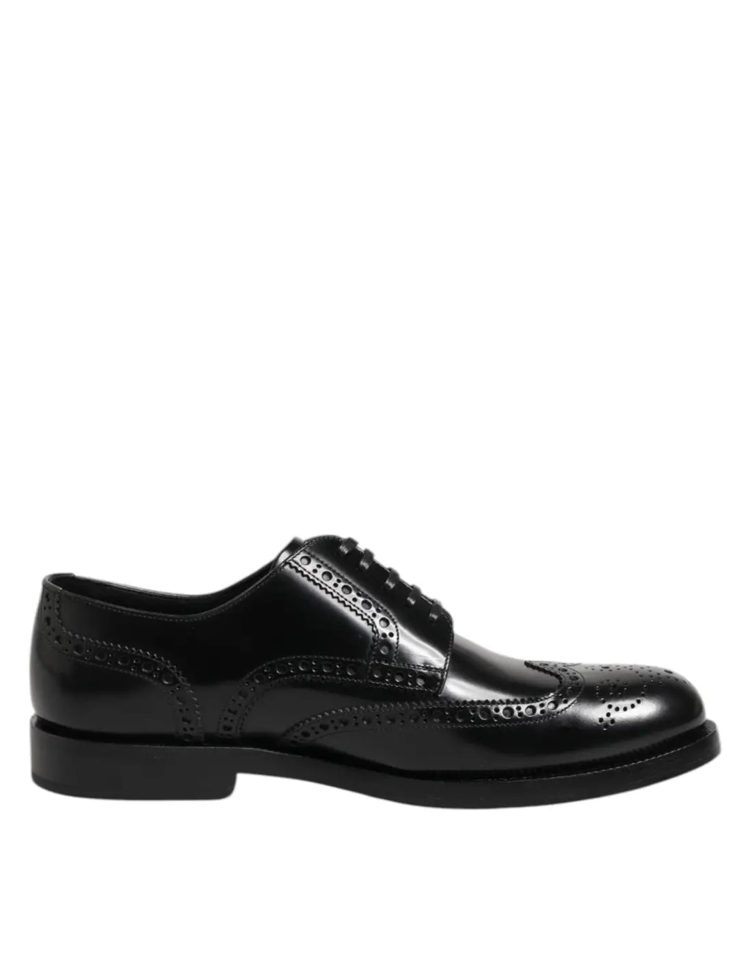 Dolce &amp; Gabbana Black Leather Derby Wingtip Formal Shoes