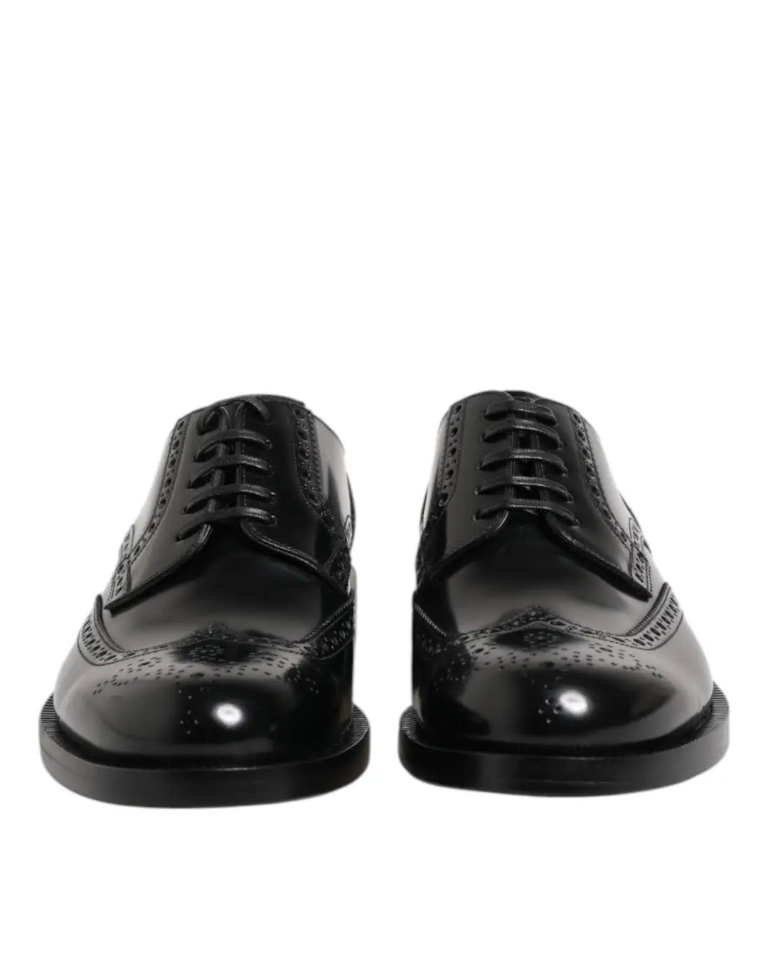 Dolce &amp; Gabbana Black Leather Derby Wingtip Formal Shoes