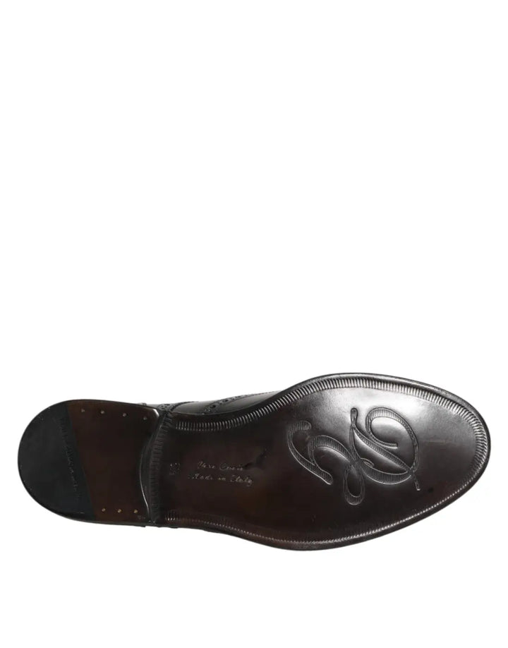 Dolce &amp; Gabbana Black Leather Derby Wingtip Formal Shoes