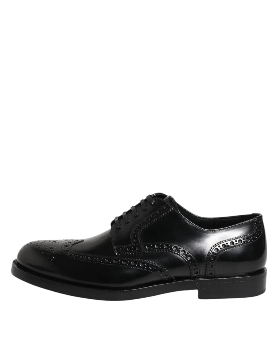Dolce &amp; Gabbana Black Leather Derby Wingtip Formal Shoes