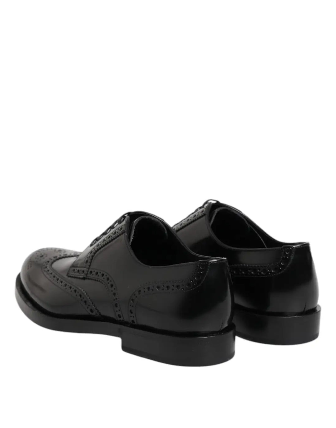 Dolce &amp; Gabbana Black Leather Derby Wingtip Formal Shoes