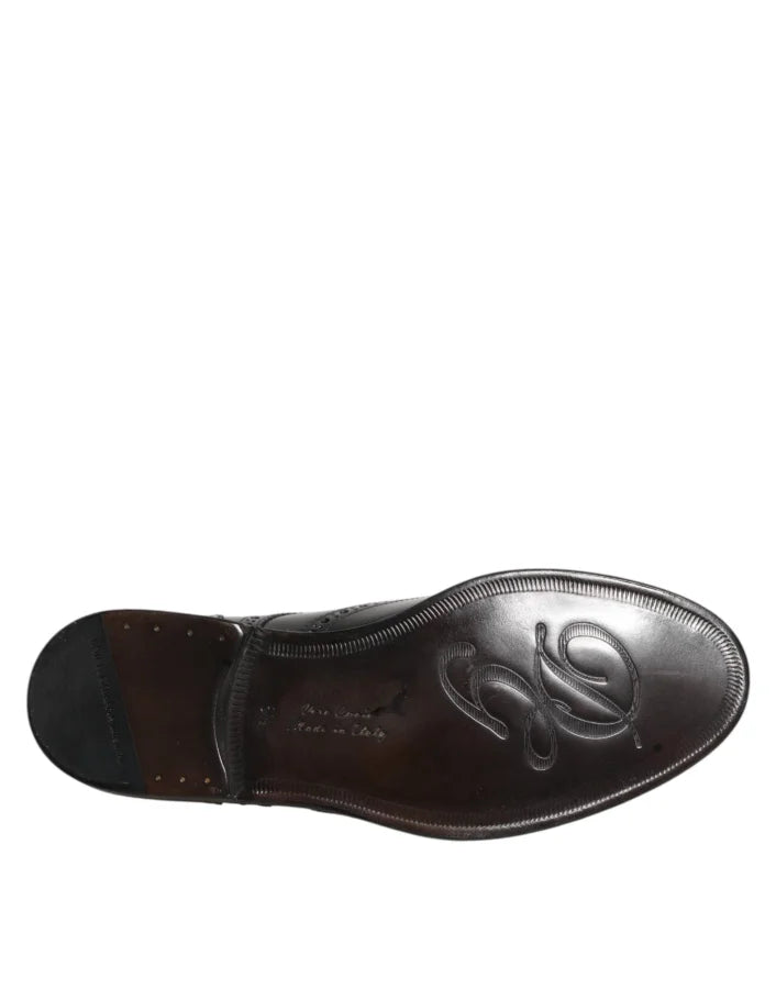 Dolce &amp; Gabbana Black Leather Derby Wingtip Formal Shoes