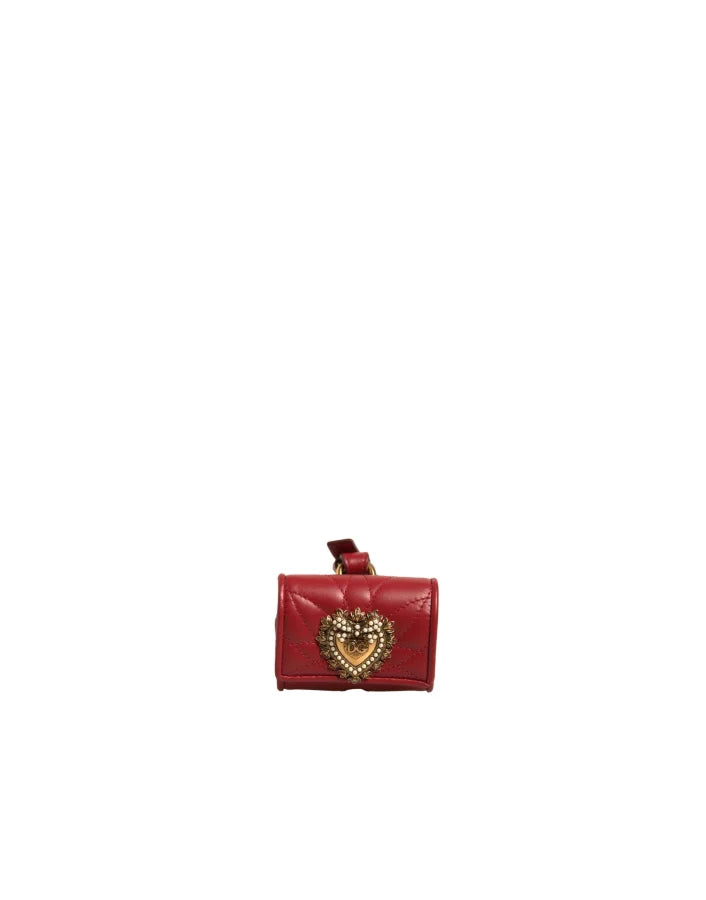 Dolce &amp; Gabbana Black Leather Devotion Heart Strap Airpod Case