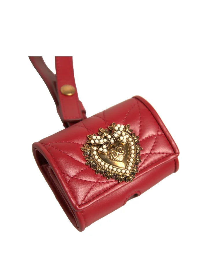 Dolce &amp; Gabbana Black Leather Devotion Heart Strap Airpod Case