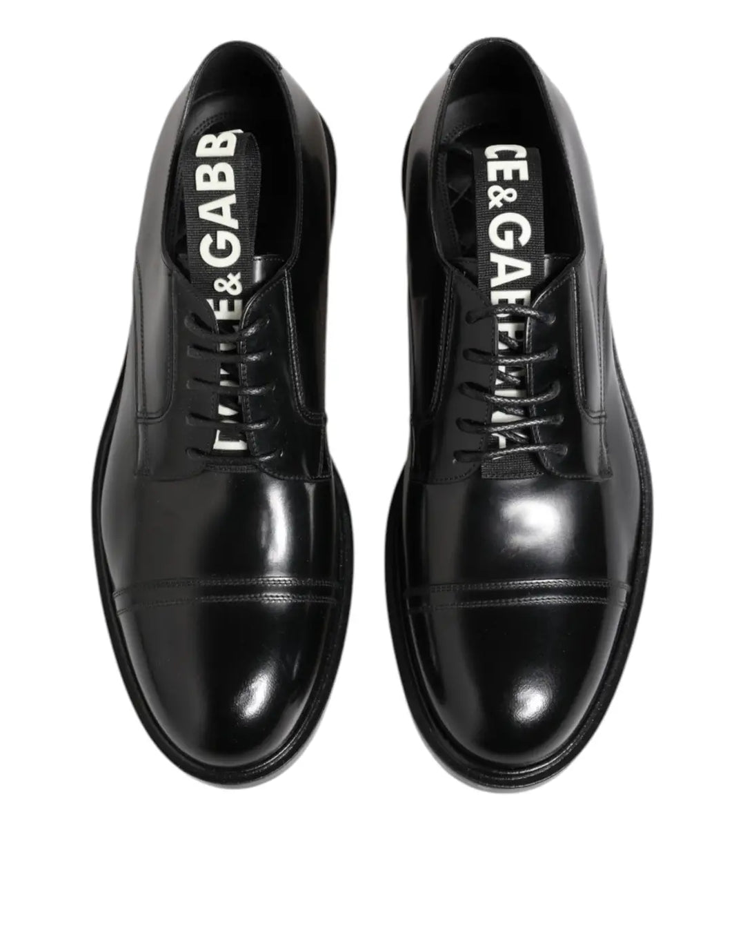 Dolce &amp; Gabbana Black Leather Dress Lace Up Men Formal Shoes