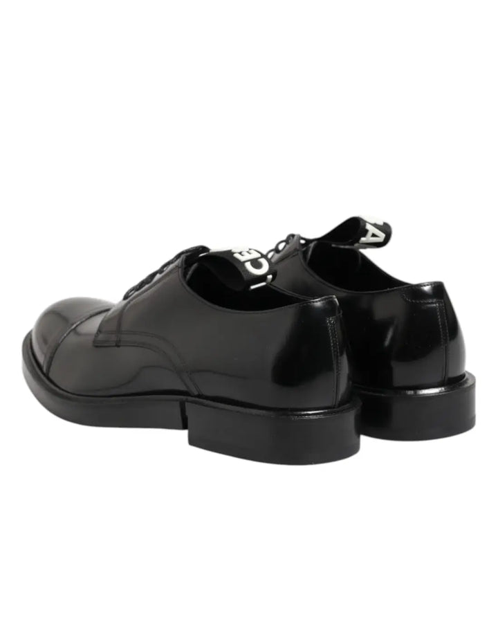 Dolce &amp; Gabbana Black Leather Dress Lace Up Men Formal Shoes