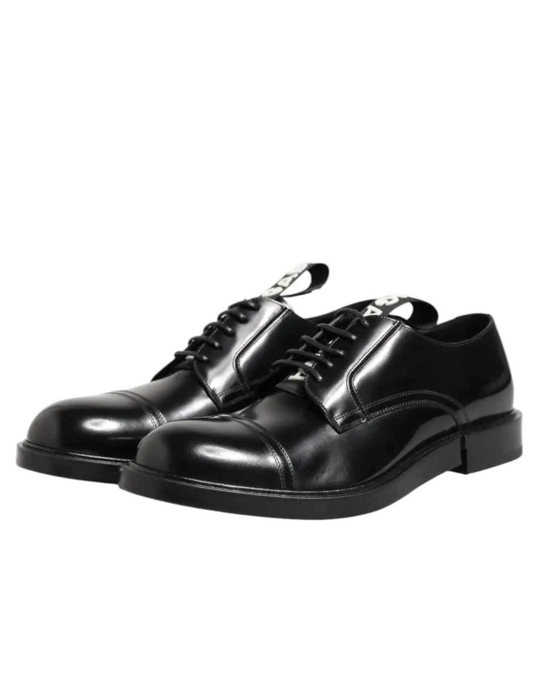 Dolce &amp; Gabbana Black Leather Dress Lace Up Men Formal Shoes