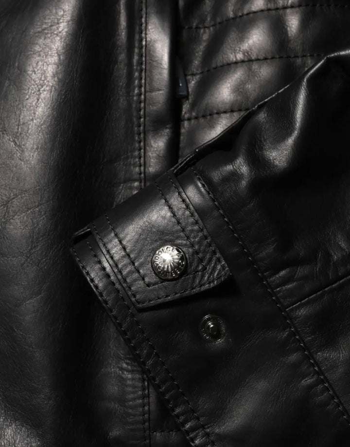 Dolce &amp; Gabbana Black Leather Full Zip Biker Blouson Jacket