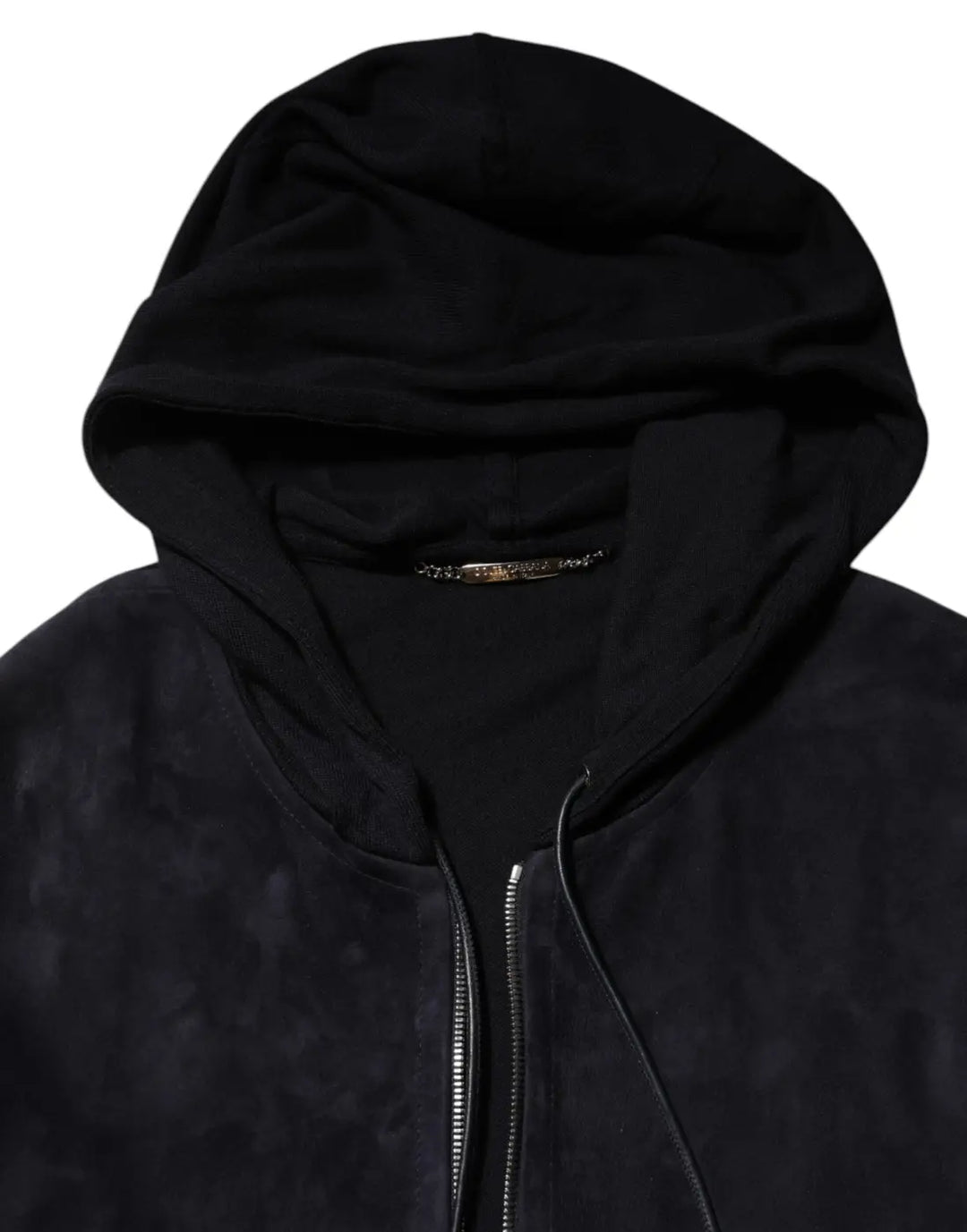 Dolce &amp; Gabbana Black Leather Full Zip Hooded Blouson Jacket