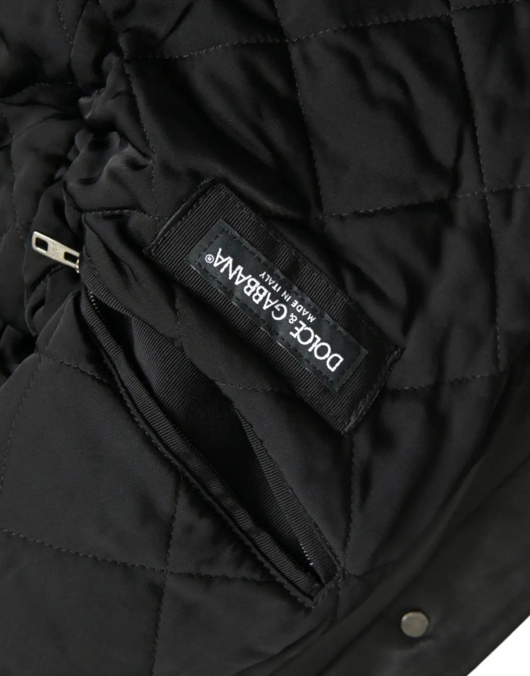 Dolce &amp; Gabbana Black Leather Fur Collar Biker Coat Jacket