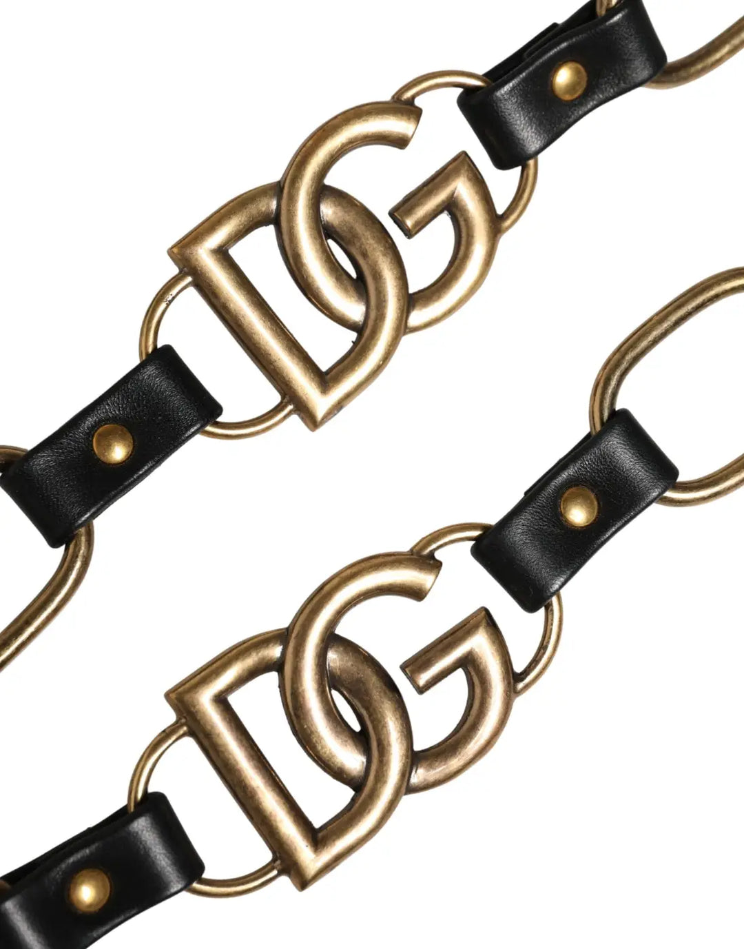 Dolce &amp; Gabbana Black Leather Gold Chain Bag Accessory Shoulder Strap