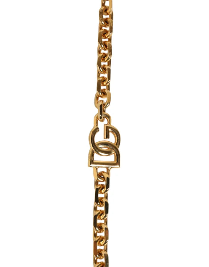 Dolce &amp; Gabbana Black Leather Gold Chain Bag Accessory Shoulder Strap