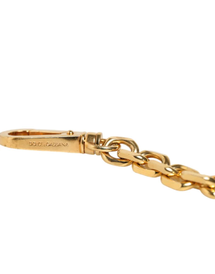 Dolce &amp; Gabbana Black Leather Gold Chain Bag Accessory Shoulder Strap