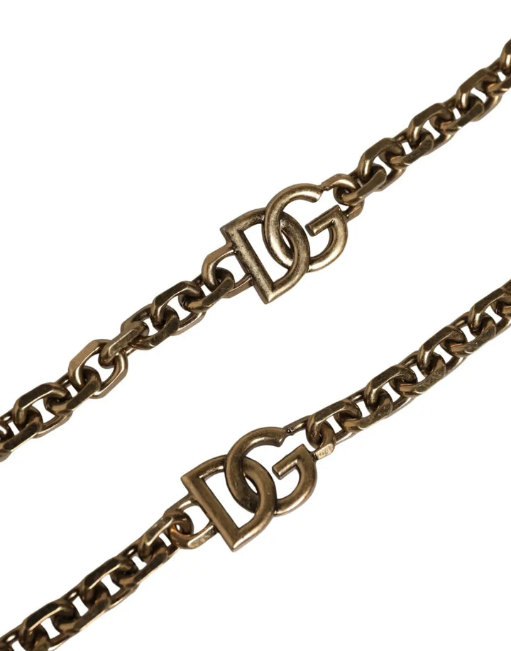 Dolce &amp; Gabbana Black Leather Gold Chain Bag Accessory Shoulder Strap