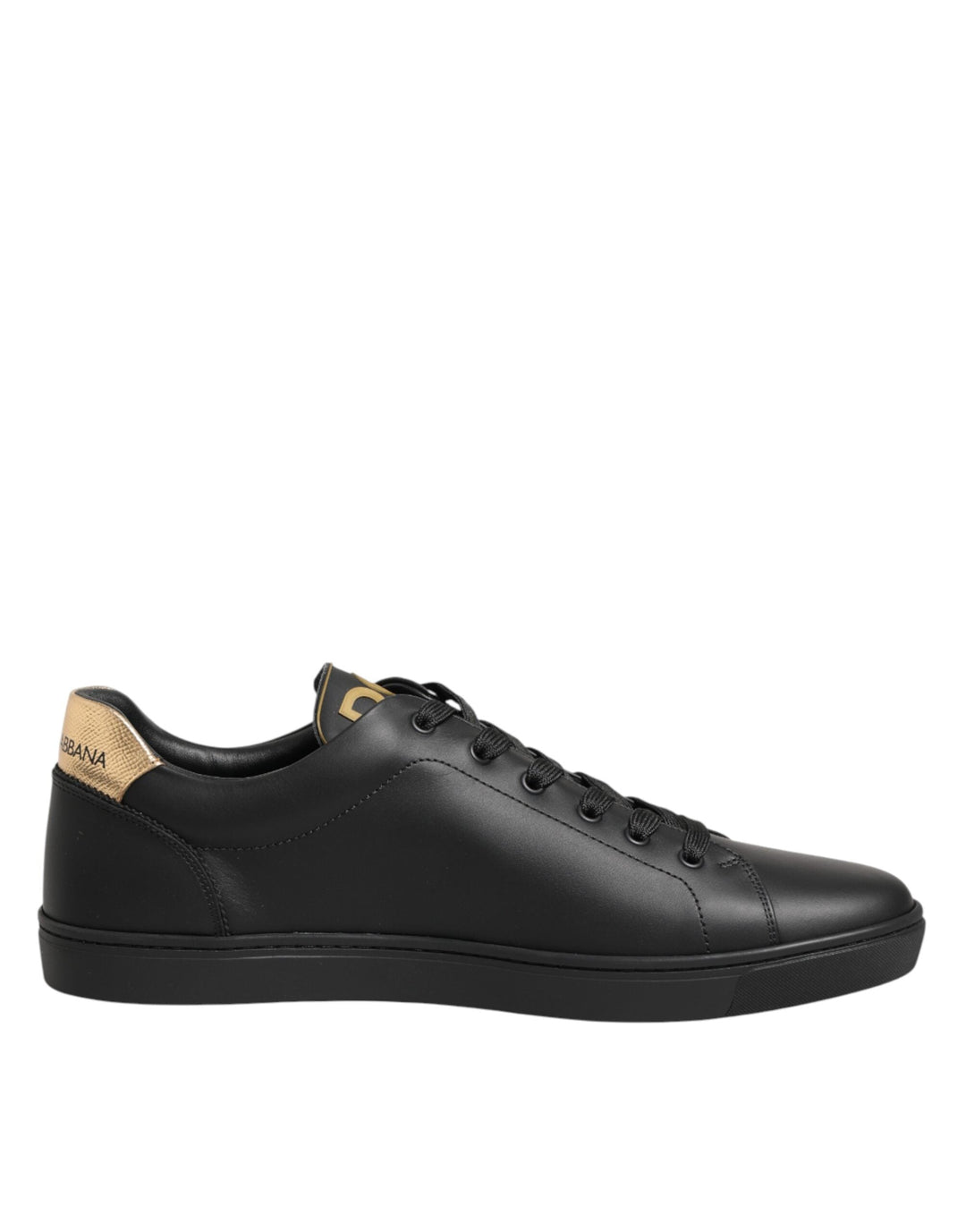 Dolce &amp; Gabbana Black Leather Heart Embellished Sneakers Shoes