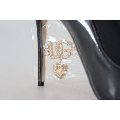 Dolce & Gabbana Black Leather Heels Pumps Plastic Wrapped Shoes