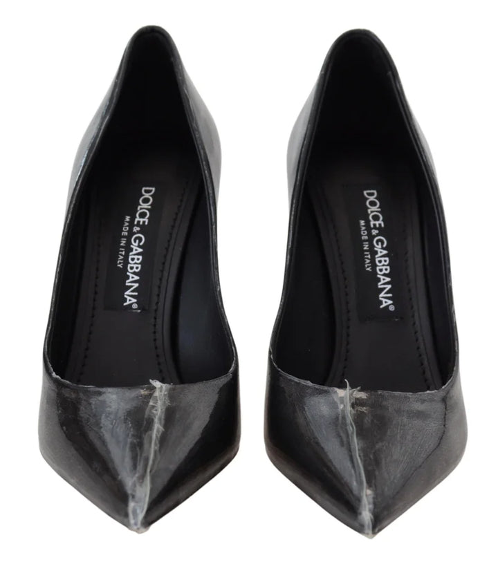 Dolce &amp; Gabbana Black Leather Heels Pumps Plastic Wrapped Shoes