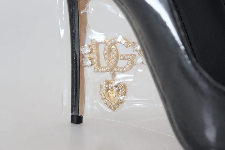 Dolce &amp; Gabbana Black Leather Heels Pumps Plastic Wrapped Shoes
