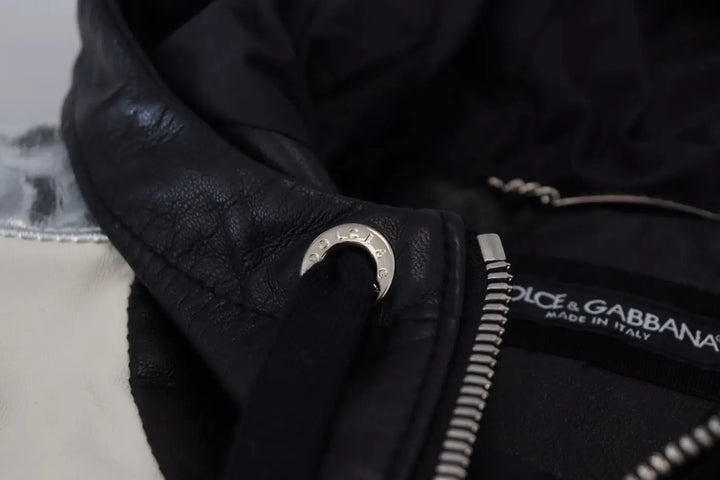 Dolce &amp; Gabbana Black Leather Hooded Blouson Jacket