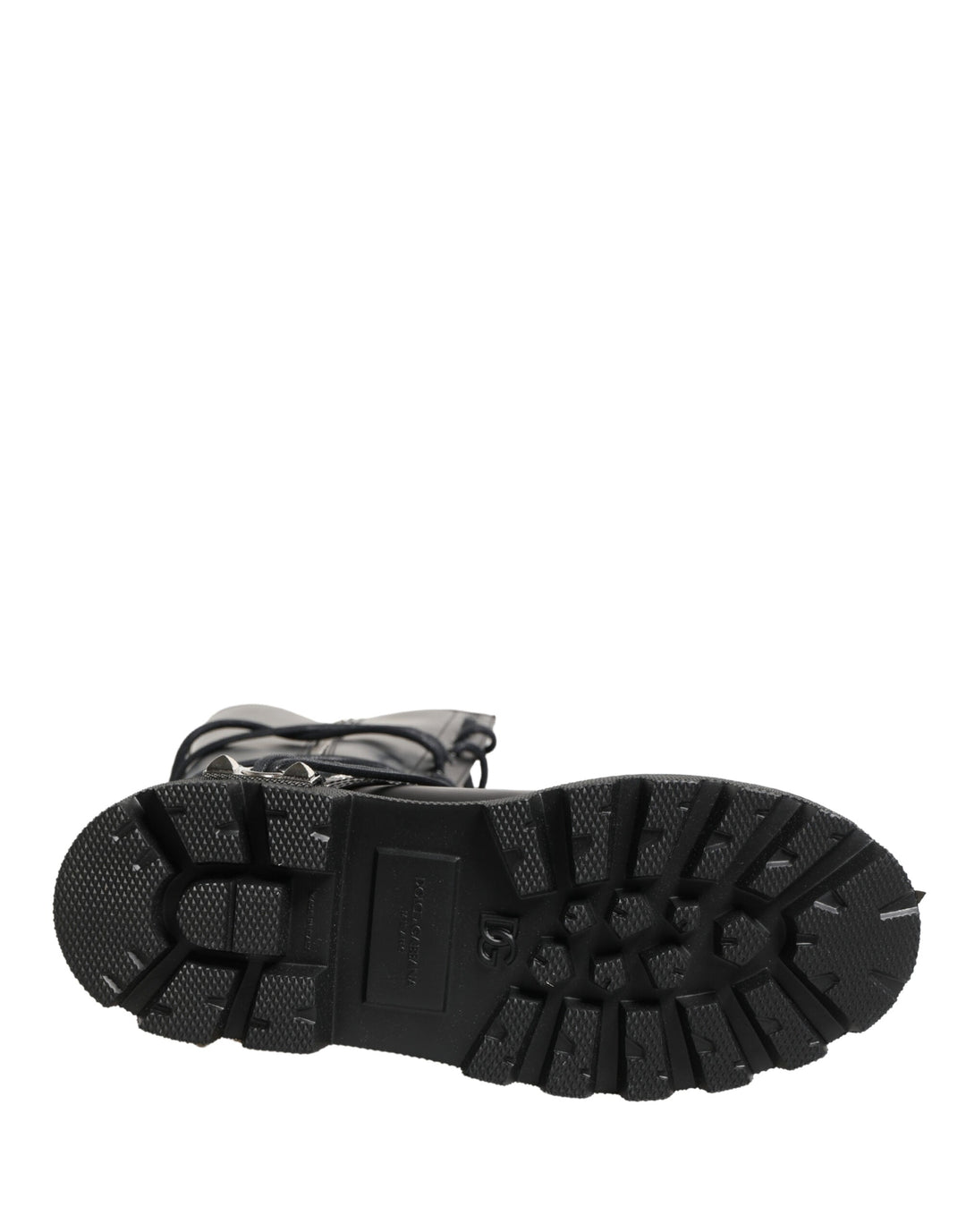 Dolce &amp; Gabbana Black Leather Knee High Combat Boots Shoes